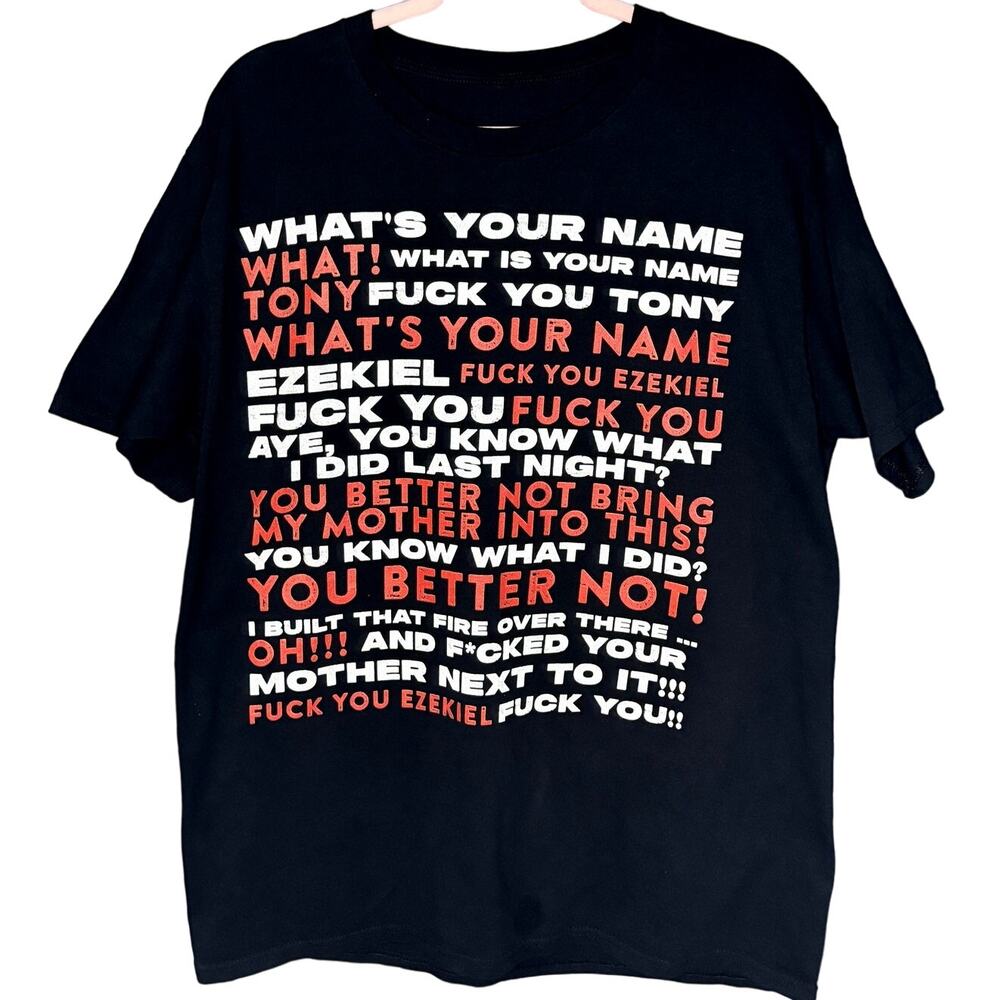 MEN'S FUNNY "WHAT'S YOUR NAME?- EZEKIEL" BLACK SHORT SLEEVE T-SHIRT SIZE LARGE - Picture 1 of 5